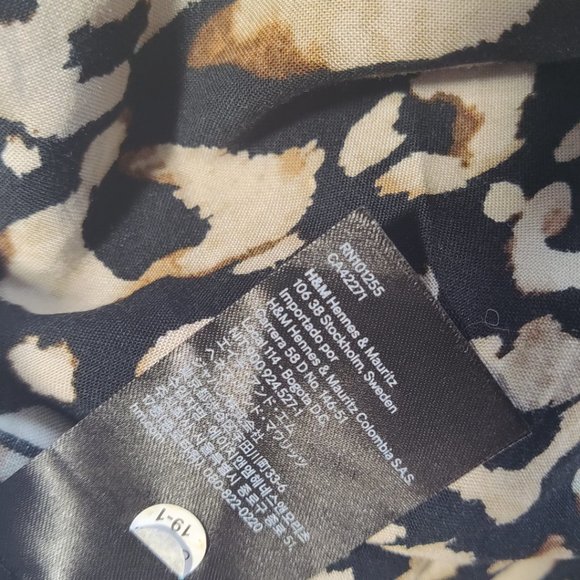 H&M Leopard Animal Print Wrap Mini Dress Size S Small A-line Wrap - Picture 6 of 8